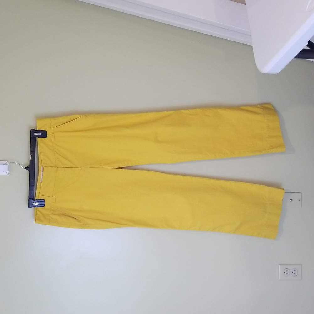 J Crew Classic Twill Chino Mustard Color Wide Leg Pants Size 6